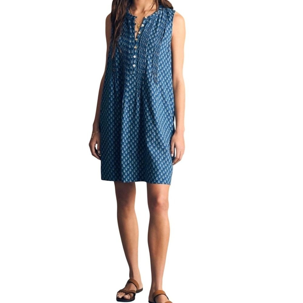 Faherty Blue Printed Sleeveless Mini Dress